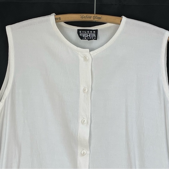 Vintage EILEEN FISHER Sleeveless Top tank white textured luxurious - Picture 2 of 14